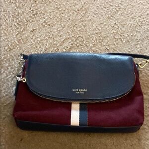 Kate Spade Blue and Red Crossbody Bag with Color-Block Design